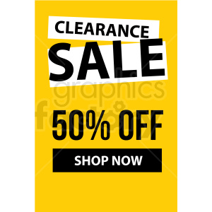 yellow 50 percent off clearance sale shop now banner icon vector clipart