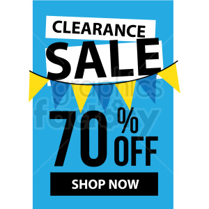 blue 70 percent off clearance sale shop now icon vector clipart