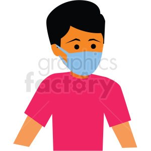 Clipart of a young person wearing a face mask in a pink shirt.