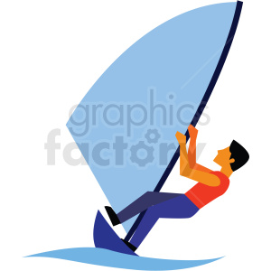 guy wind surfing vector clipart icon