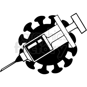 black and white covid 19 virus cartoon vector clipart