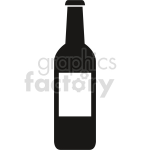 Clipart of a black silhouette beverage bottle with a label.