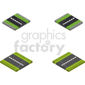 isometric road section vector icon clipart 2