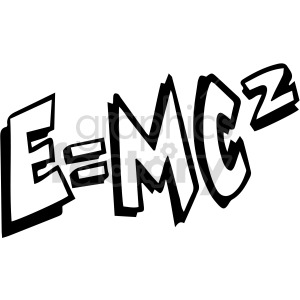 Clipart image featuring the E=mc^2 equation, symbolizing energy-mass equivalence in physics education.