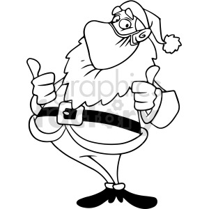 A clipart image of Santa Claus wearing a face mask with a thumbs-up gesture.