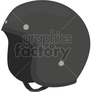 This is a clipart image of a black motorcycle helmet. The helmet has a smooth, round design with a black outer shell and a chin strap. It features two small circular vents.
