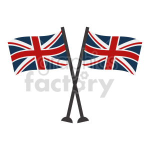 crossed Great Britain flags vector clipart 02
