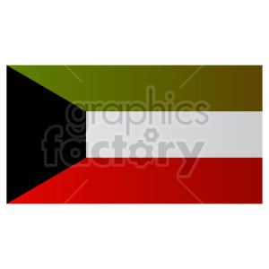 The image is a representation of the flag of Kuwait. The Kuwaiti flag features a horizontal triband of green, white, and red, with a black trapezoid based on the hoist side.