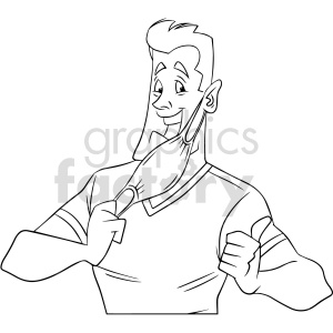 Black and white cartoon guy removing mask vector clipart