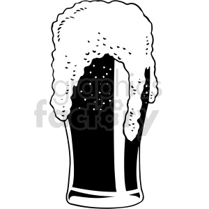 A black and white clipart image of a pint glass filled with beer, topped with a frothy head.