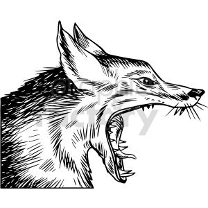 black and white fox vector clipart
