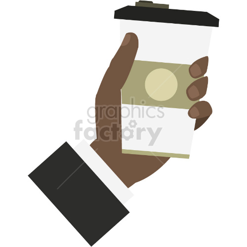 A clipart image of a hand holding a takeaway coffee cup.