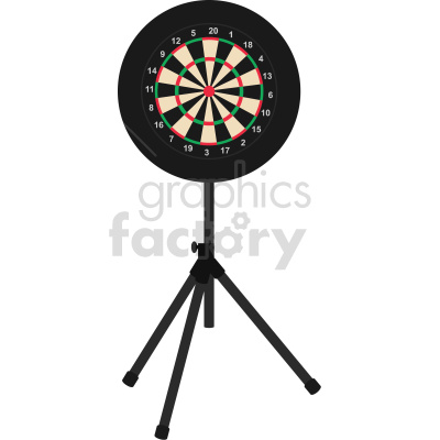 Clipart illustration of a dartboard on a tripod stand.