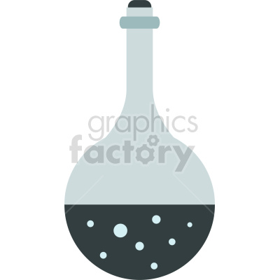 The clipart image shows a cartoon potion bottle with a label and a cork. The bottle is filled with a dark liquid.
