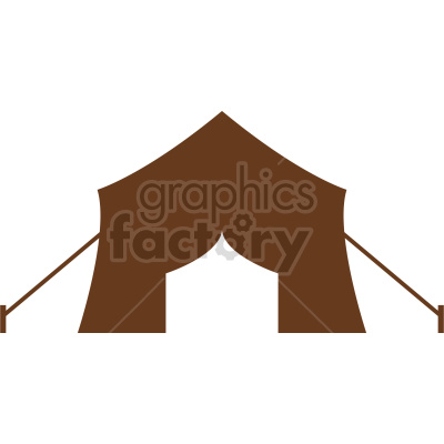 A simple, brown clipart image of a tent, commonly used to represent camping or outdoor activities.