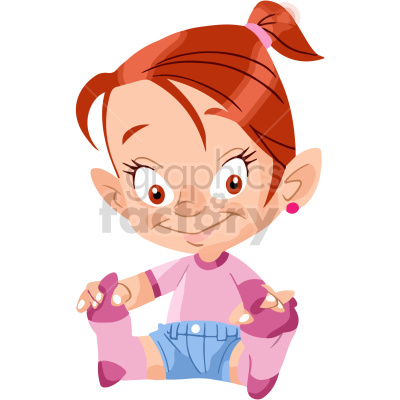 The clipart image shows a cartoon illustration of a baby girl or toddler. She is wearing a pink outfit with blue shorts.
