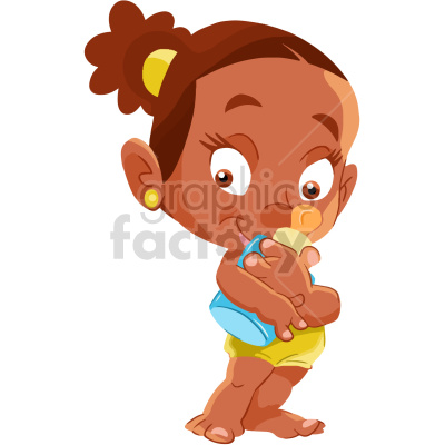 baby black girl cartoon vector
