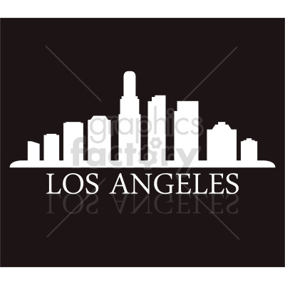 A black and white clipart image of the Los Angeles skyline with 'Los Angeles' written below the buildings.