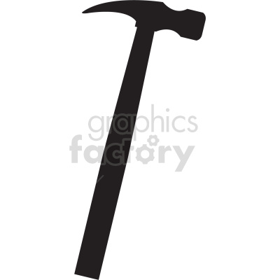 A black silhouette of a hammer clipart image on a white background.