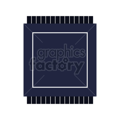 Clipart image of an integrated circuit or microchip with a dark outer frame and multiple pins on each side.