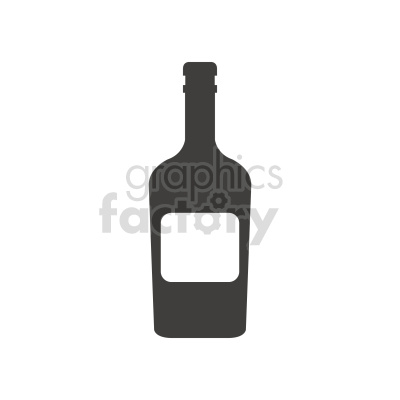 This is a clipart image of a dark bottle with a blank label.