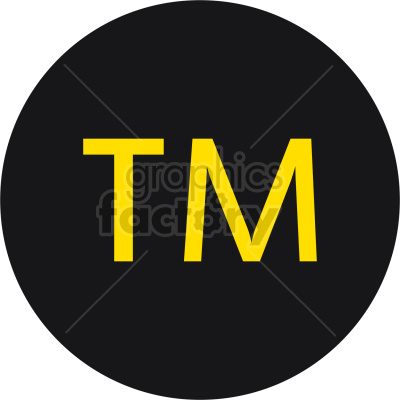 A clipart image of the trademark symbol 'TM' in yellow letters on a black circular background.