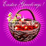 Animated Easter greetings red eggs in basket