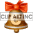 This gif animation shows a bell with a red bow on the top. It has the letter C inside