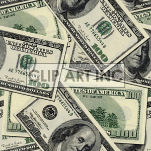 A clipart image featuring multiple scattered 100-dollar bills.