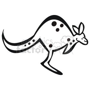The clipart image shows a black and white drawing of an animal that resembles a kangaroo or wallaby.