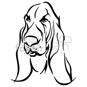 The clipart image is a simple line drawing of a dog, which is a Beagle. The drawing captures the typical features of a beagle, such as the large floppy ears, the expressive eyes, and the shape of the muzzle.