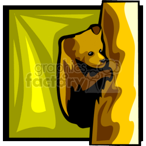Brown bear cub climbing a tree