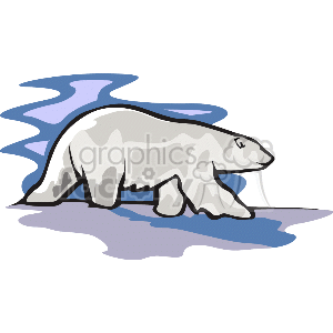 The clipart image shows a polar bear walking along the ice and snow. The polar bear is depicted in a cartoon style
