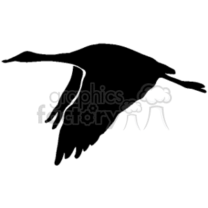 A silhouette clipart of a flying bird with wings fully extended.