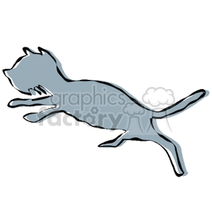 Silhouette of gray jumping cat