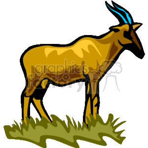 Abstract antelope standing on green grass