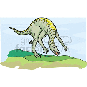 Cartoon Dinosaur Illustration on Landscape - Ancient Animals