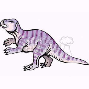 Cartoon Dinosaur Illustration - Cute Purple Striped Dino