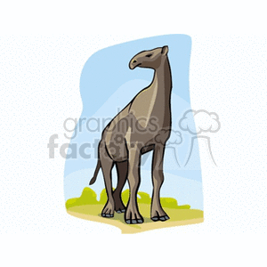   This clipart image features a stylized illustration of a dinosaur. The dinosaur has a long neck and stands on two legs, which suggests it could be a depiction of a theropod or a sauropodomorph, although it