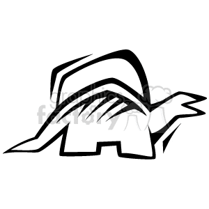   The image is a simple black and white clipart of a stylized dinosaur. It