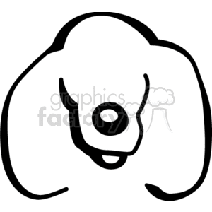The clipart image depicts a simplified, stylized representation of a dog's face and upper body. It is a black and white image focusing on the outline and essential features such as the dog's head, ears, eye, nose, and mouth.