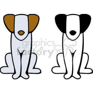 Cartoon Dogs Sitting Side by Side - Canine