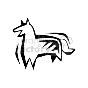 The clipart image shows a stylized black and white drawing of a dog. The dog is presented in a simplified, abstract form with distinct lines and shapes defining its features.