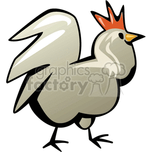 The image is a clipart representation of a rooster. The rooster appears in a side profile with a prominent red comb on its head and is depicted in a stylized, cartoonish manner. It is a simple illustration likely intended for use in materials related to farms, animals, or educational content.