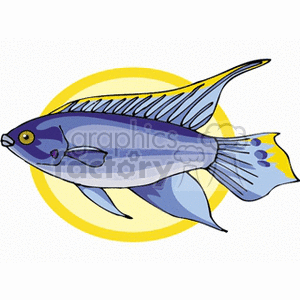 Tropical Blue Fish Illustration - Exotic Aquatic