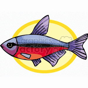 Colorful Fish Illustration on Yellow Oval Background