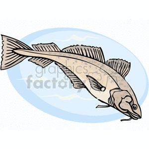The image is a clipart illustration of a fish with a stylized background that suggests a watery environment. The fish appears as a typical representation with fins, scales, and a tail designed for a simplistic and universal recognition.