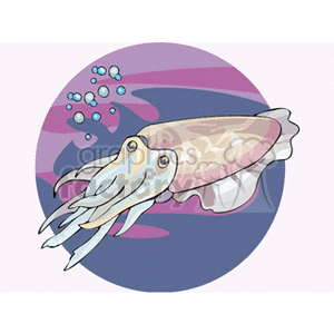 Cartoon Squid Illustration in Underwater Setting