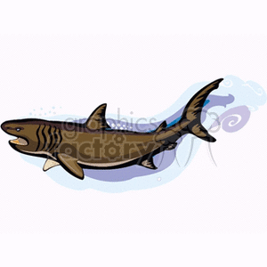 The image is a clipart illustration of a shark. It shows the shark swimming, with some water waves depicted around it to give the impression of movement through water.