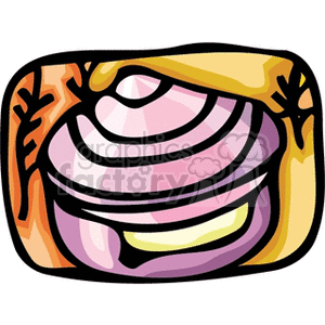 The clipart image depicts a stylized artwork of a clam or oyster with its shell partially open. The image is colorful and seems to cater to a cartoonish or youth-oriented design aesthetic.